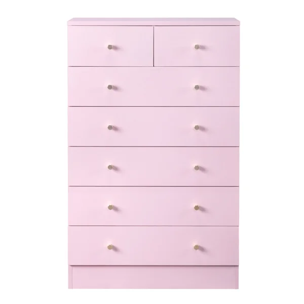 Modern Simple 7-Drawer Dresser Pink view 2