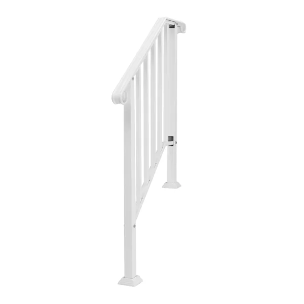 Handrails for Outdoor Steps, Iron Handrail Fits 2 Step, Transitional Handrail with Installation Kit, White view 5