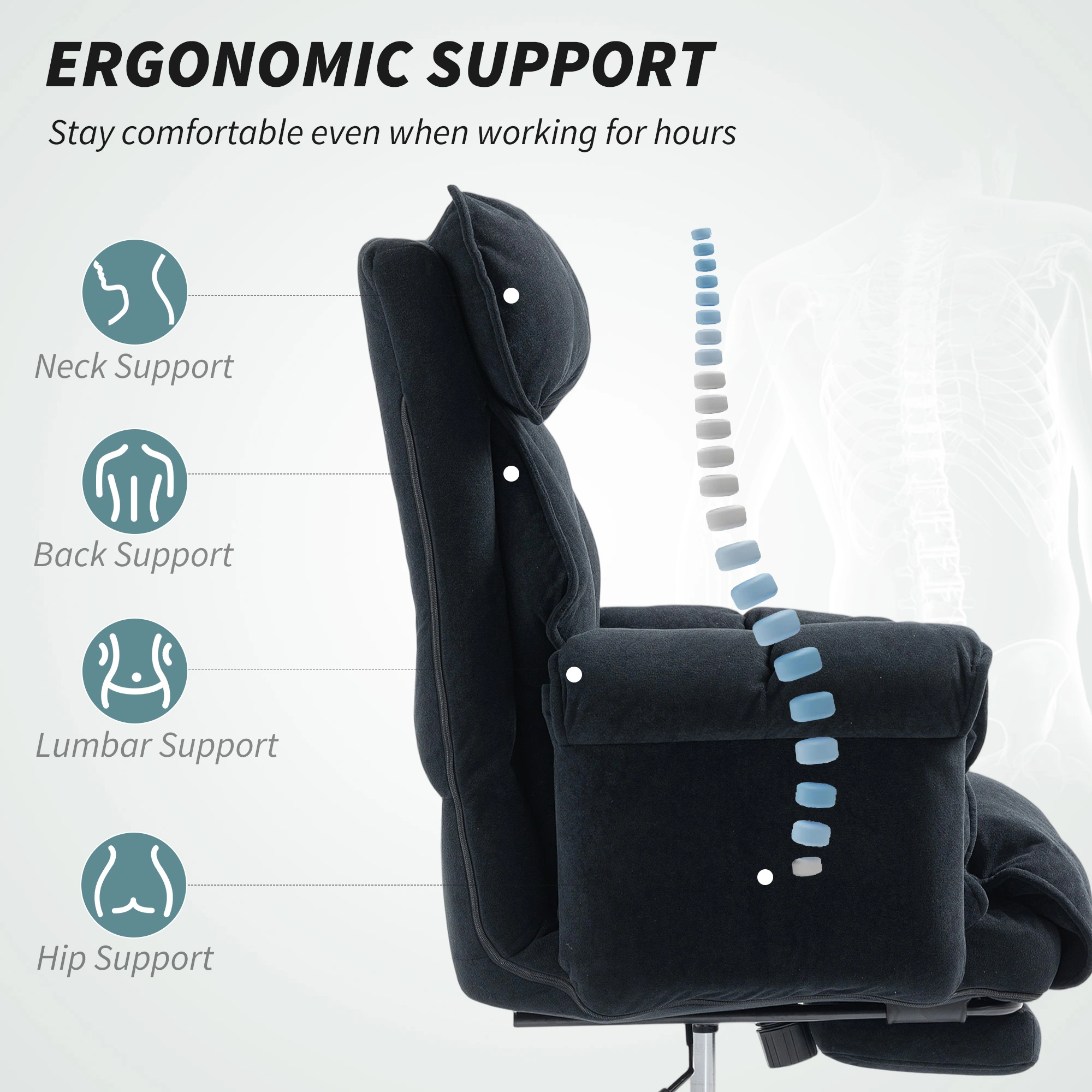 Ergonomic Massage Office Chair High Back Lumbar Support Reclining Swivel Computer Desk Chair view 4