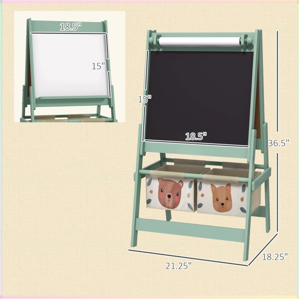 Kids Art Easel, Double-Sided Drawing Board, Magnetic Whiteboard & Chalkboard, Adjustable Height, Children's Creative Sketch Station