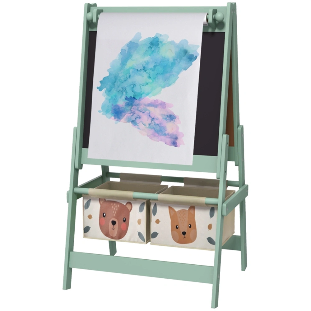 Kids Art Easel, Double-Sided Drawing Board, Magnetic Whiteboard & Chalkboard, Adjustable Height, Children's Creative Sketch Station view 2