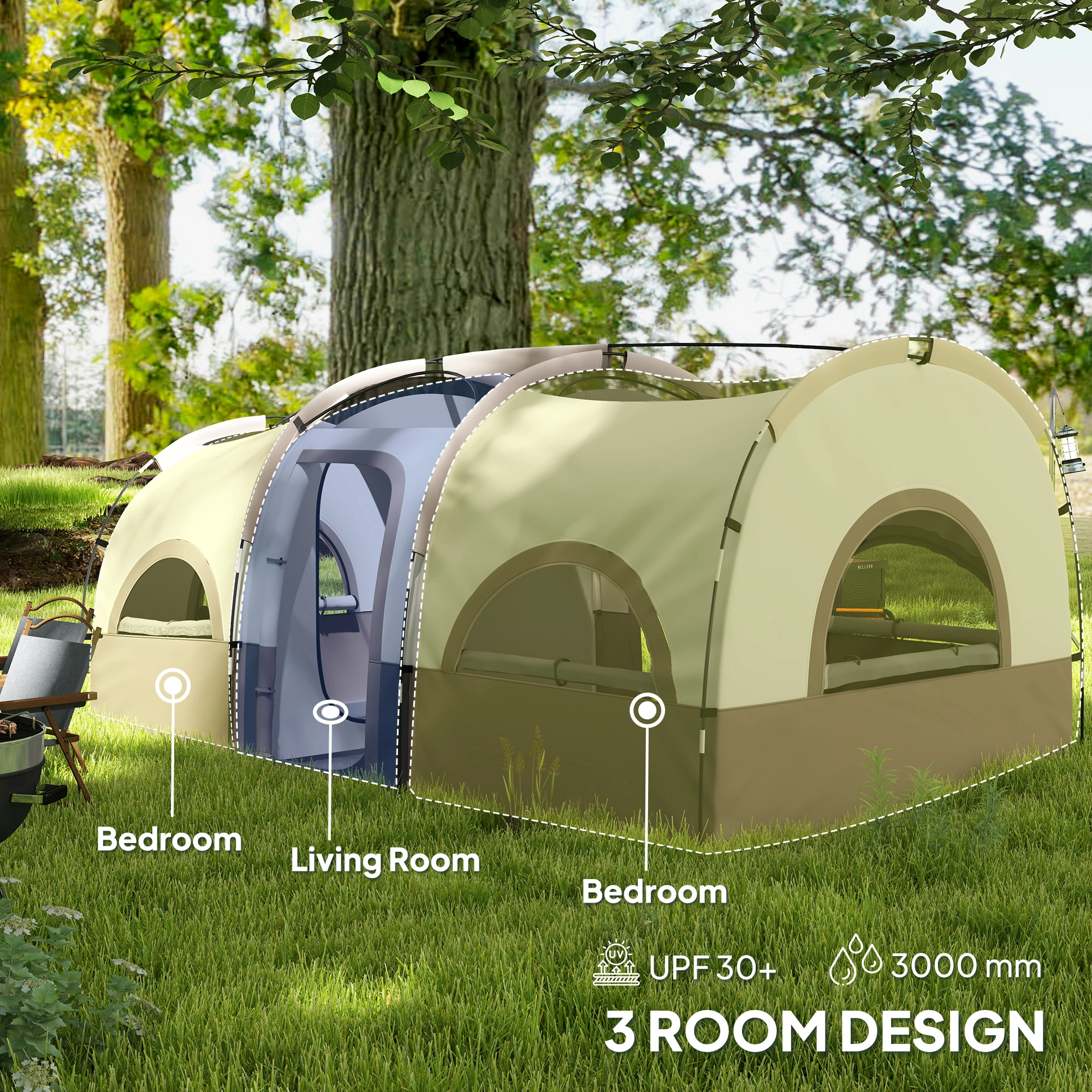 Family Camping Tent Waterproof 3-Season Outdoor Tent Easy Setup for Hiking Backpacking Travel view 3