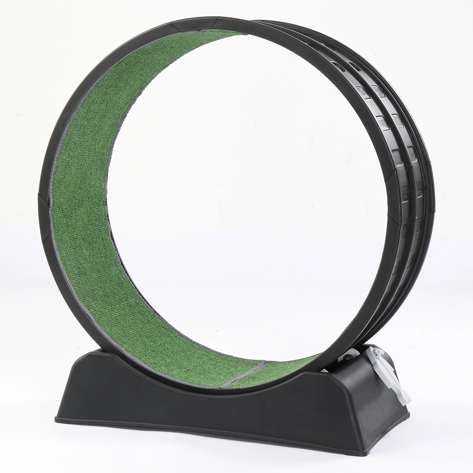 80*34*86CM Black PP track connector assembly, round shape with green carpet + 1 cat teaser stick, 15kg cat treadmill