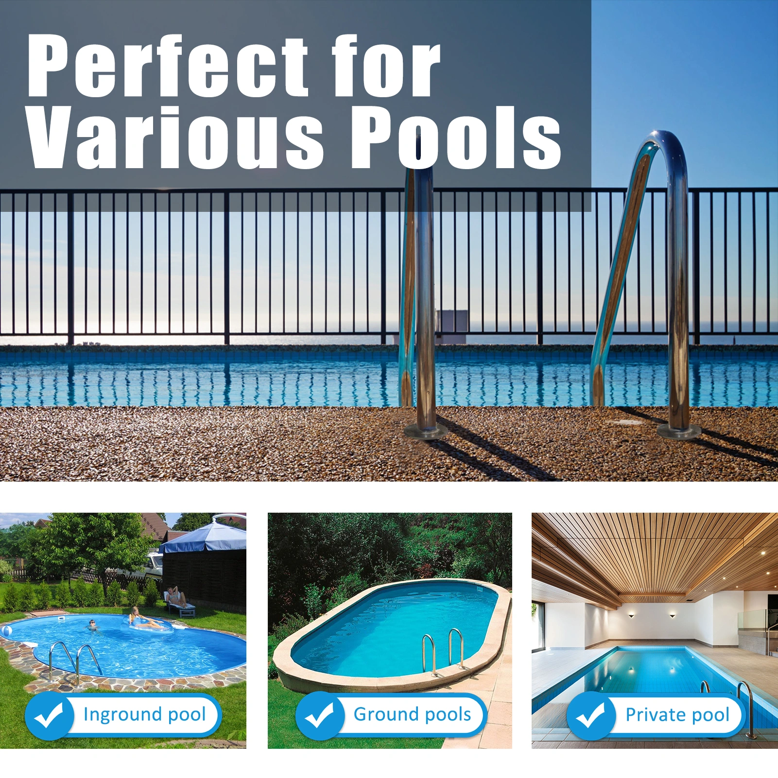 4 Step Swimming Pool Ladder, Stainless Steel Pool Steps for Inground Pools, Anti-Slip Plastic Pads, Easy Assembly view 2