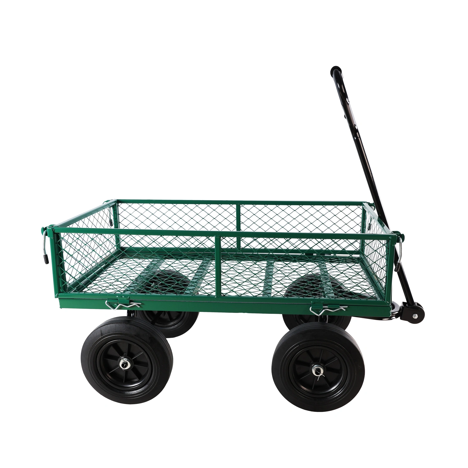 (Green solid wheels wagon cart) Solid wheels Tools cart Wagon Cart Garden cart trucks make it easier to transport firewood view 4