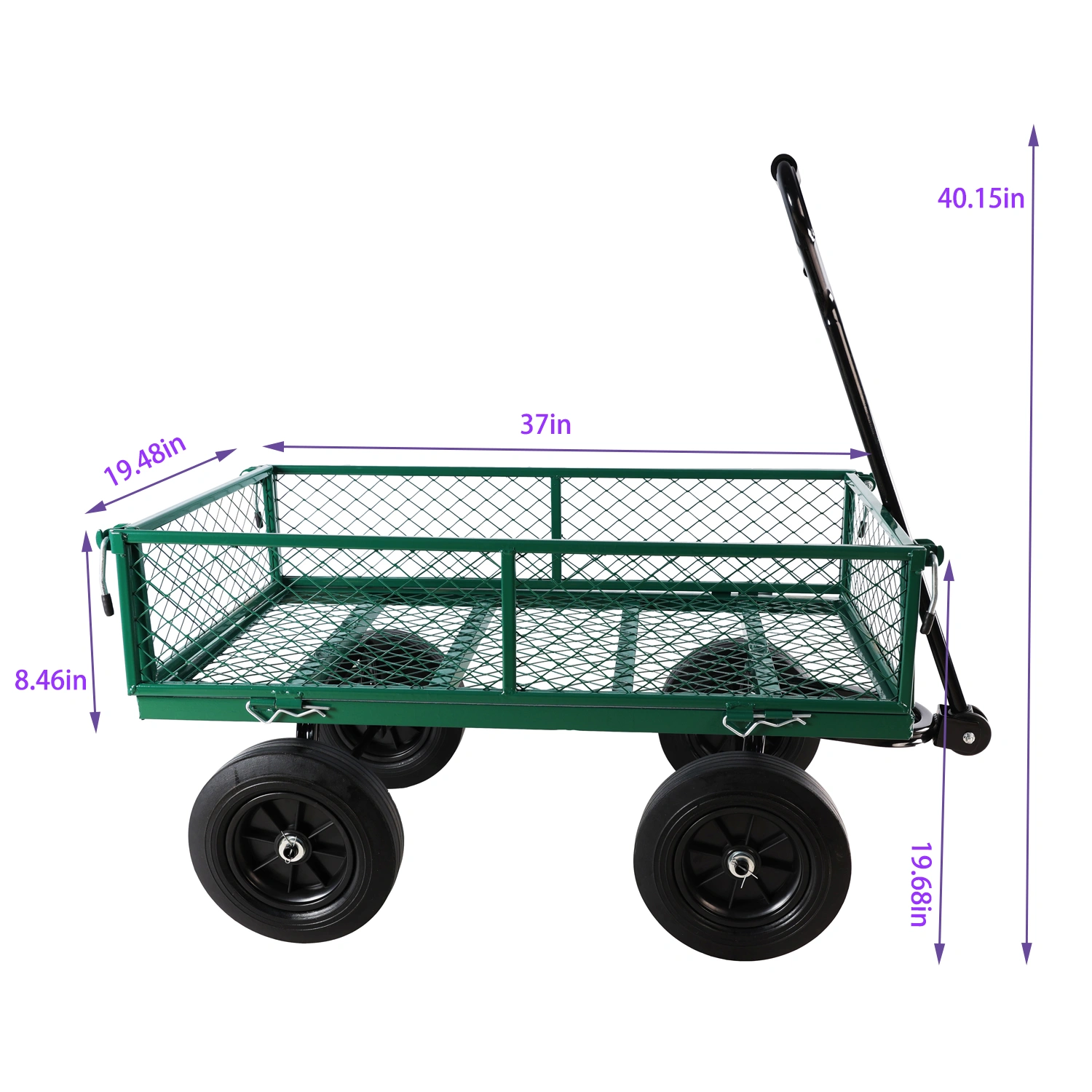 (Green solid wheels wagon cart) Solid wheels Tools cart Wagon Cart Garden cart trucks make it easier to transport firewood view 6