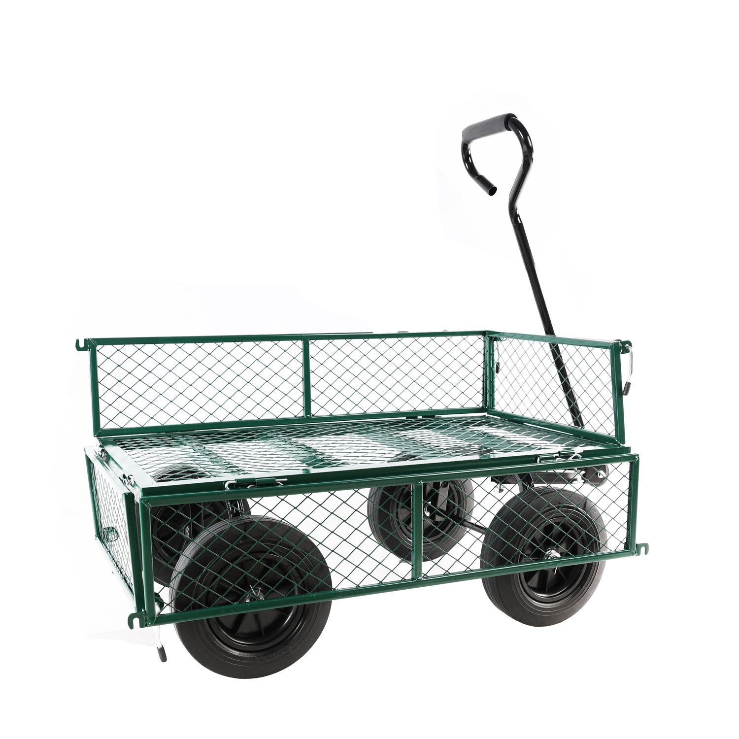 (Green solid wheels wagon cart) Solid wheels Tools cart Wagon Cart Garden cart trucks make it easier to transport firewood view 7