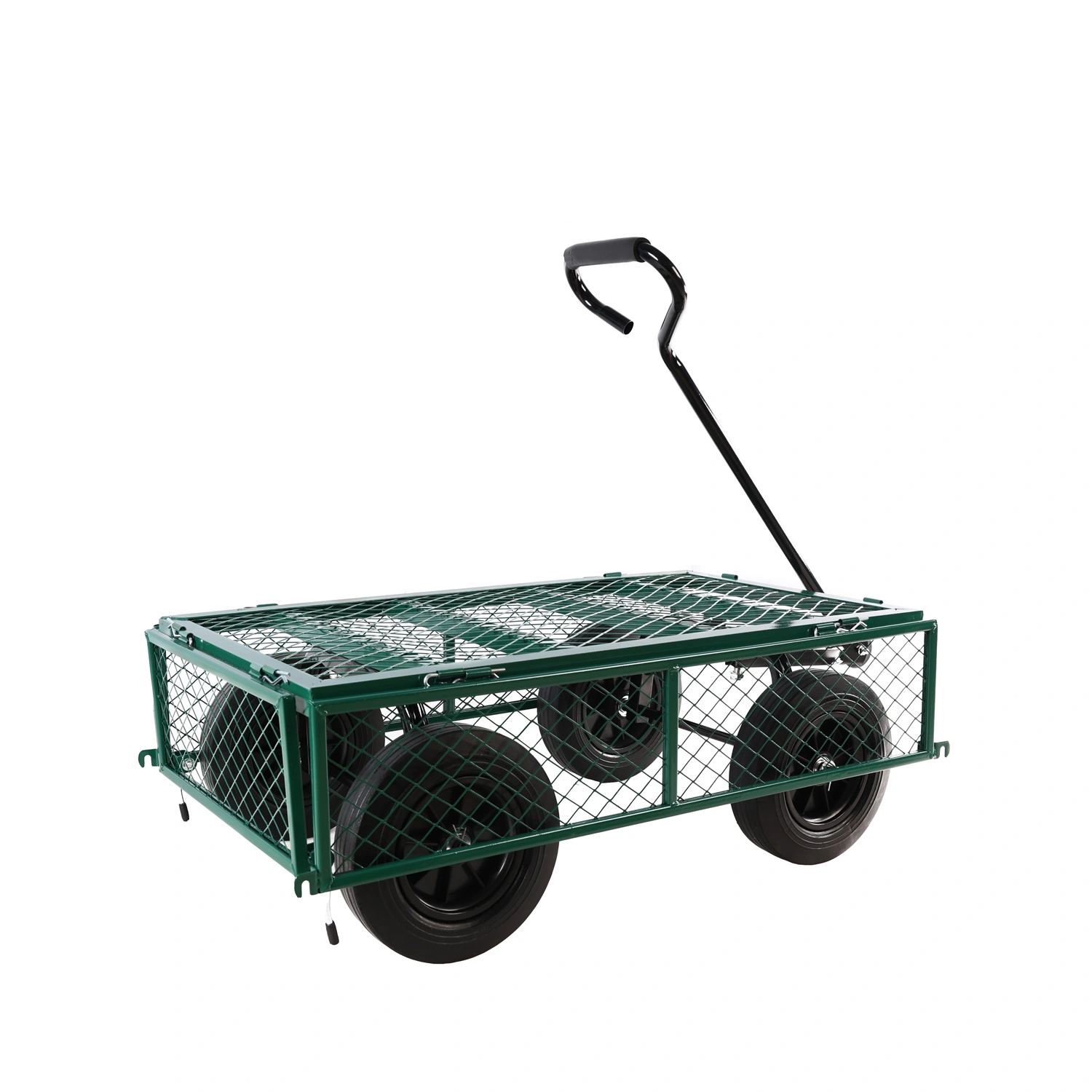 (Green solid wheels wagon cart) Solid wheels Tools cart Wagon Cart Garden cart trucks make it easier to transport firewood view 8