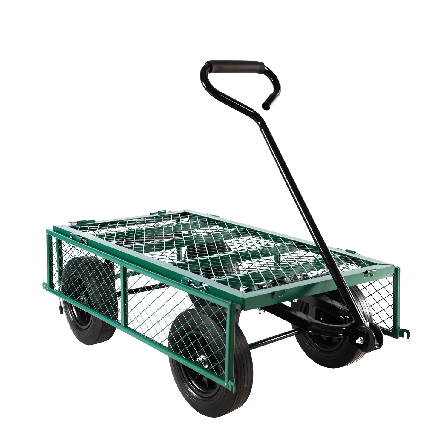 (Green solid wheels wagon cart) Solid wheels Tools cart Wagon Cart Garden cart trucks make it easier to transport firewood view 9