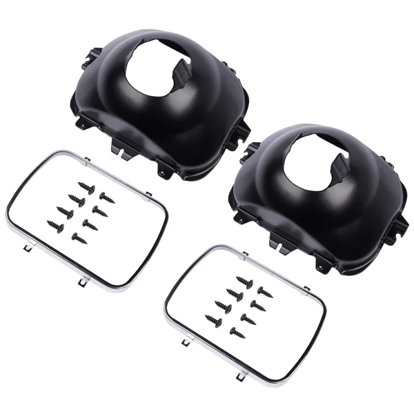 2Pcs Left and Right Headlight Lamp Bucket Kit Fit for Buick Century Regal Cadillac Escalade Chevrolet Blazer 1977-2017 Black view 4