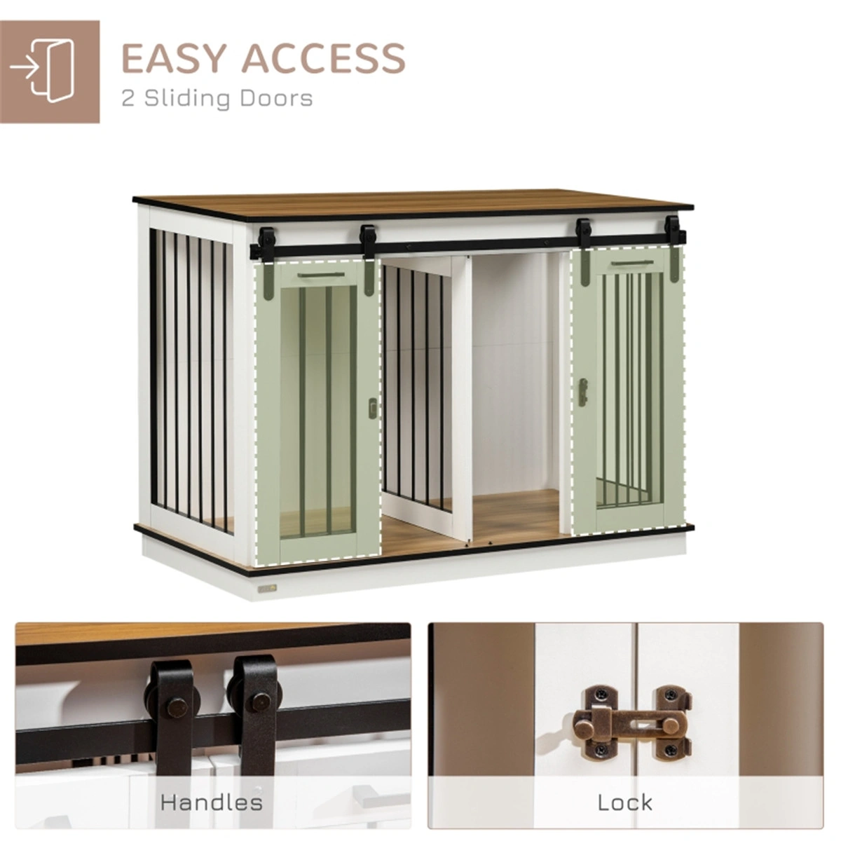 36" Medium Wire Dog Crate, Collapsible Pet Crate with Tray, Dual Door Access, Bronze Finish view 3