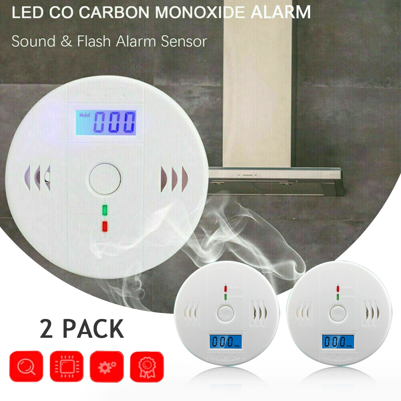 (2 Pack)LCD Display CO Carbon Monoxide Gas Detector Device Home Safety Alarm Detector (US Logistics only For USPS.TK/TMEU only For self-pickup) Platform policies vary; relevant qualifications are attached via link, please do not list products without view 11