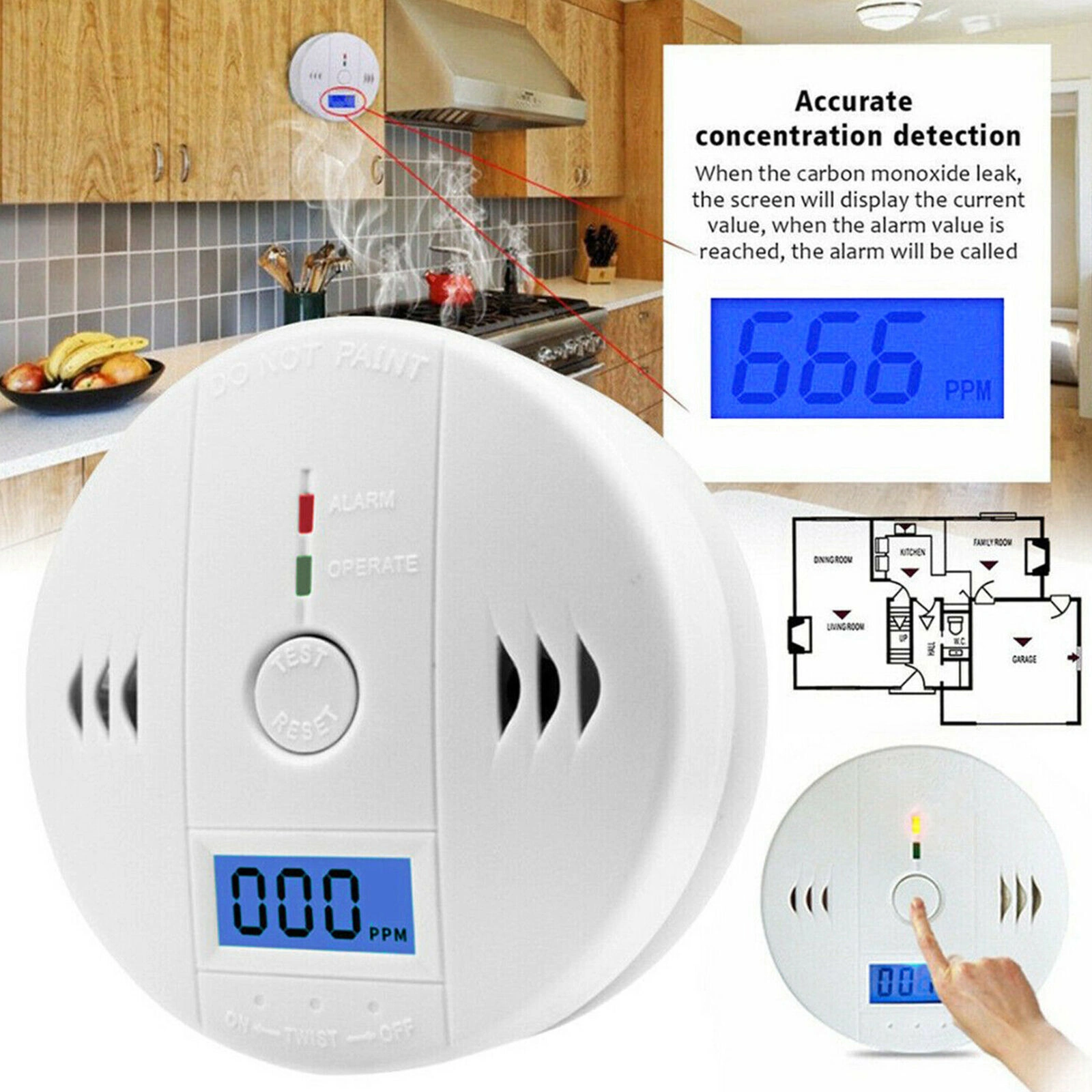 (2 Pack)LCD Display CO Carbon Monoxide Gas Detector Device Home Safety Alarm Detector (US Logistics only For USPS.TK/TMEU only For self-pickup) Platform policies vary; relevant qualifications are attached via link, please do not list products without view 8