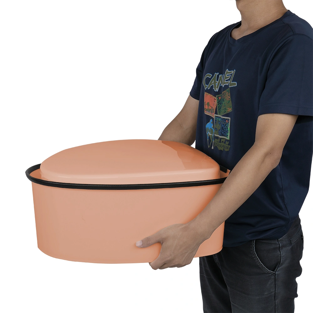 Portable Toilet with Non-slip Mat Brown Compact Travel Outdoor Camping Toilet Seat view 2