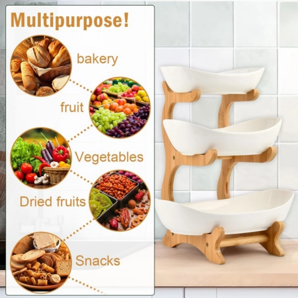 Stacked Fruit Tray Multi-Layer Snack Candy Platter Bowl 3 Compartment view 5