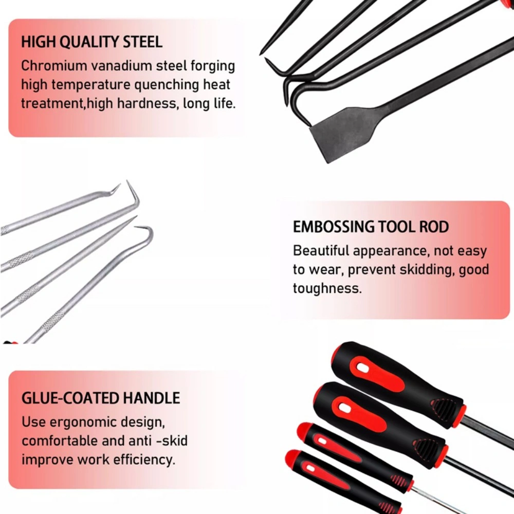 9PCS Professional Scraper Hook & Pick Tool Set for O-Ring Seal Removal, Mini Hook Kit view 3
