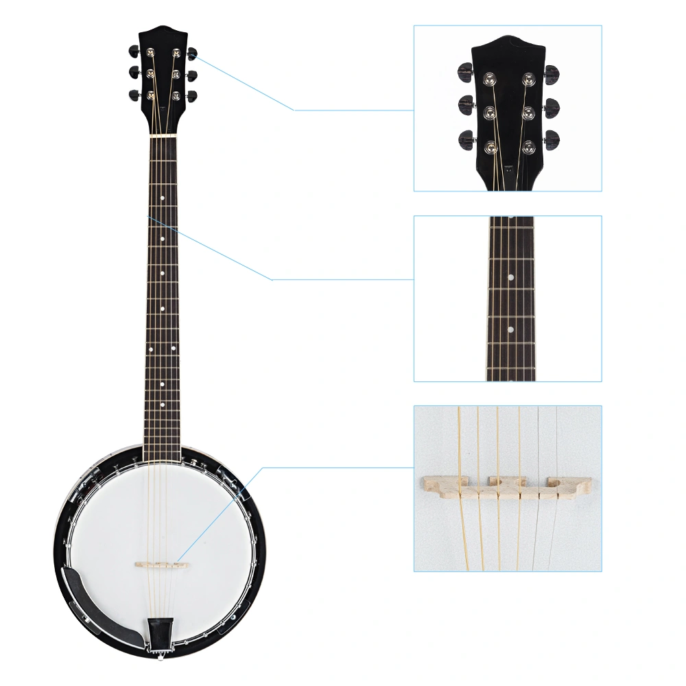 Top Grade Exquisite Professional Sapelli Notopleura Wood Alloy 6-string Banjo view 5