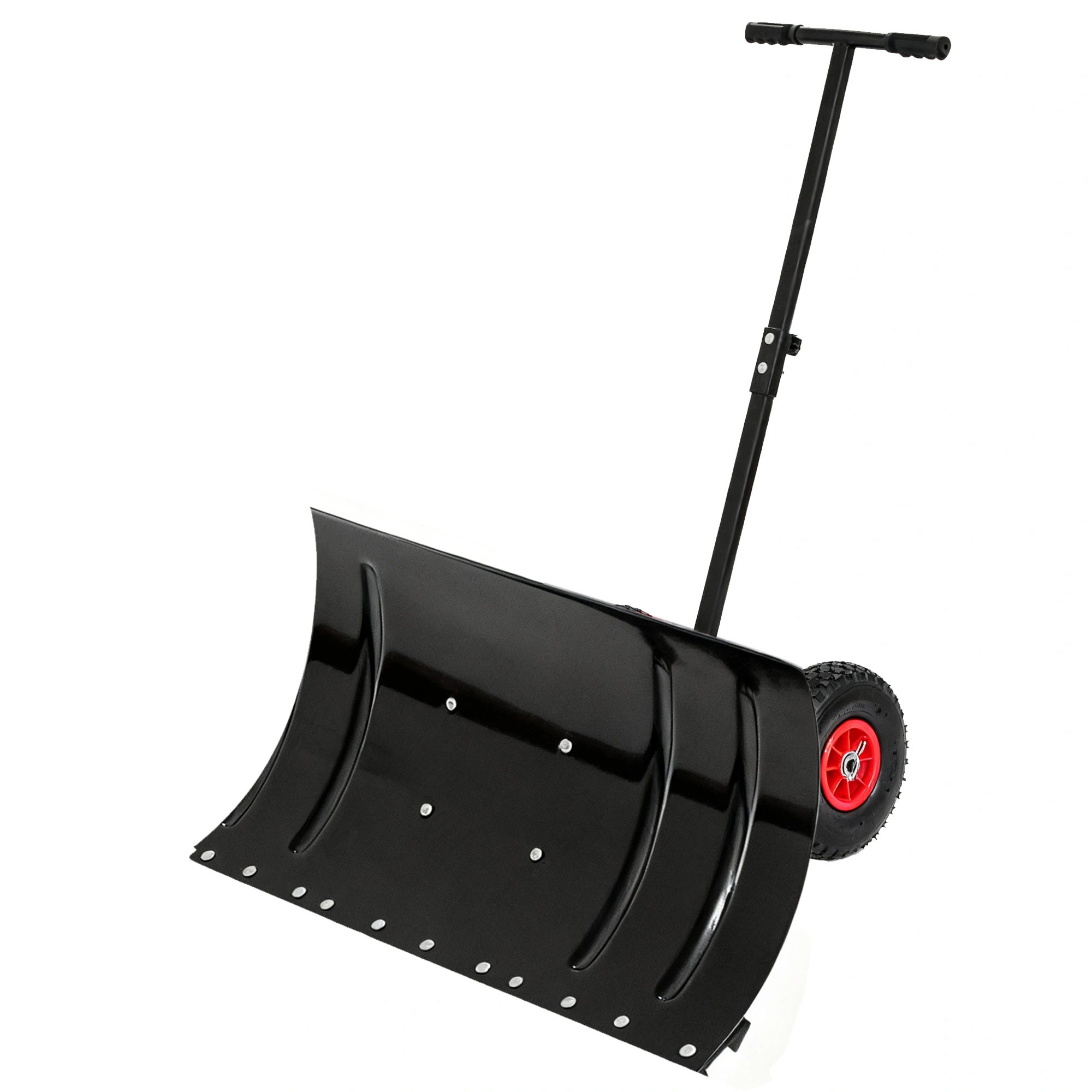 30" Metal Snow Pusher with Wheels, 15" High Snow Blade, Adjustable Angle Height Handle, Ergonomic Design for Driveway Sidewalk Clearing view 12