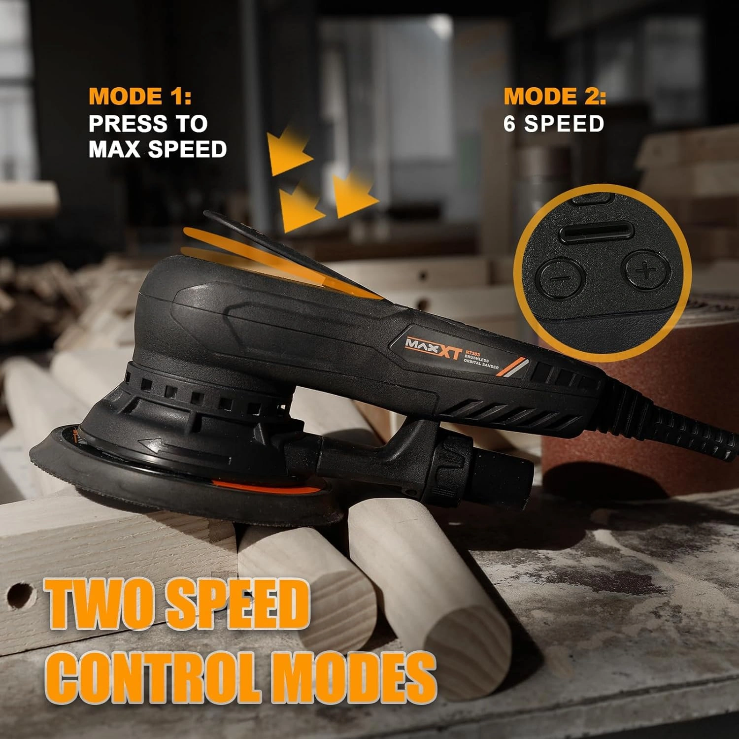 Electric 5mm Random Orbital Sander Brushless 350W 3A Multi-function Variable Speed Electric Corded Orbital Sanders Machine[Unable ship on weekends, TK/TEMU only for pickup, only TX10643 warehouse supports GOFO] view 2