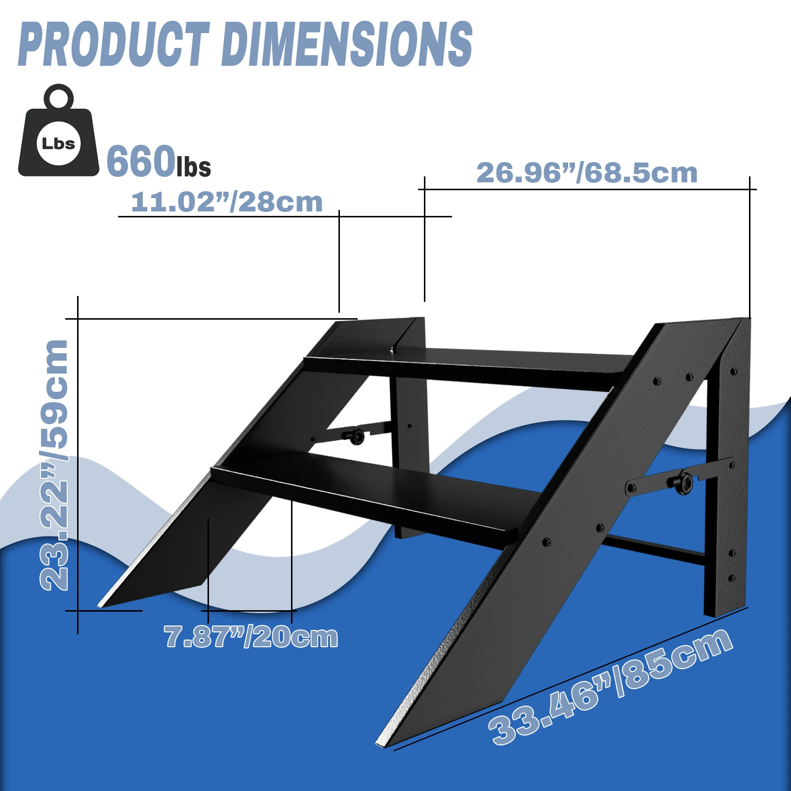 2 Step Folding Step Ladder, Foldable Step Stool with Non-Slip Feet, 660lbs Max Load, RV & Hot Tub Steps for Home, Camper, Trailer, Spa, Porch view 3