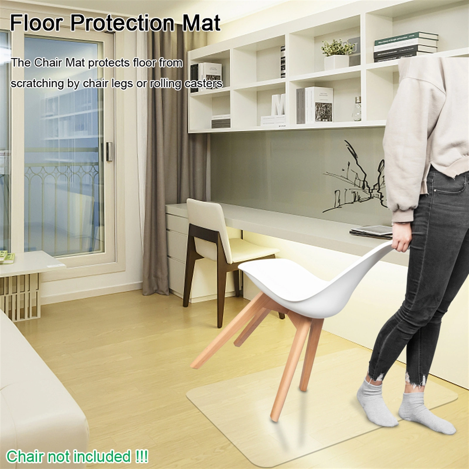 PVC Dull Polish Chair Mat Protection Floor Mat 90x120x0.2cm Rectangular view 15