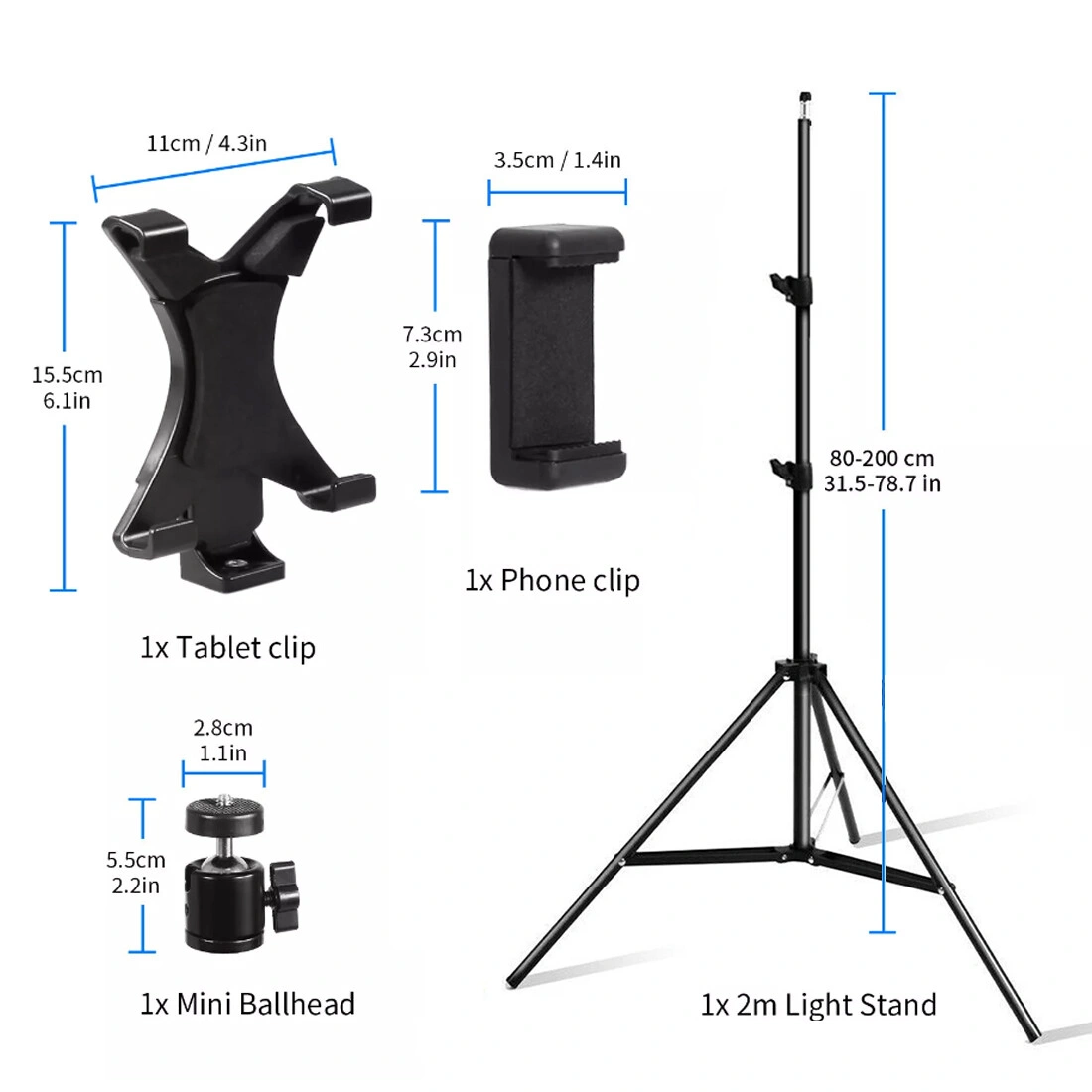 Adjustable 79" 2m Tablet Floor Stand Tripod Phone Holder Mount 4-10.6" iPhone iPad UK