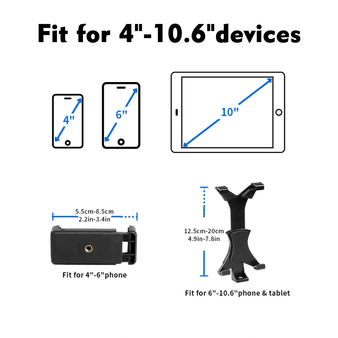 Adjustable 79" 2m Tablet Floor Stand Tripod Phone Holder Mount 4-10.6" iPhone iPad UK view 3