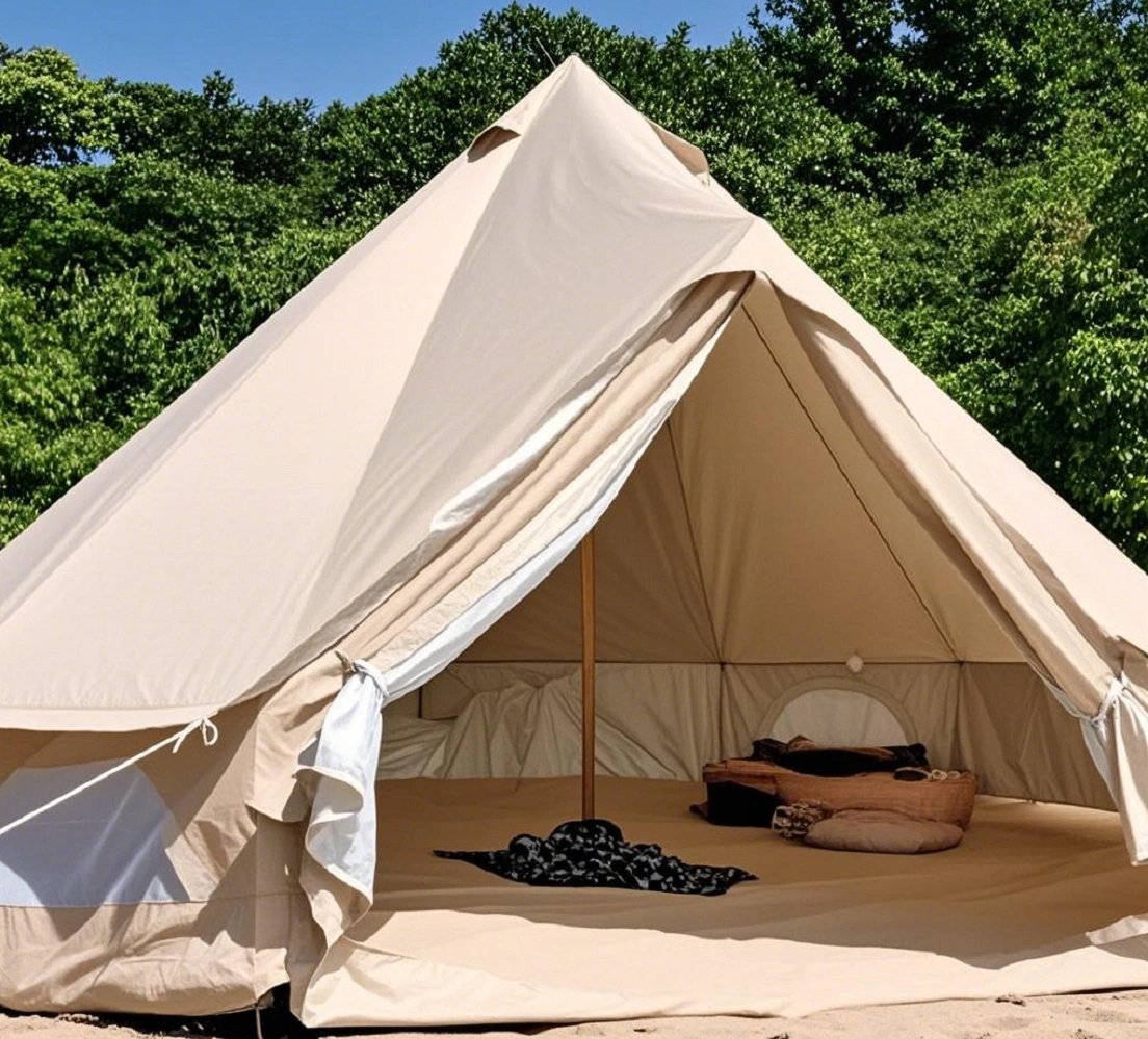 4m 4-6 Person 4 Season Waterproof Cotton Canvas Yurt Camping Tent with Galvanized Steel Frame
