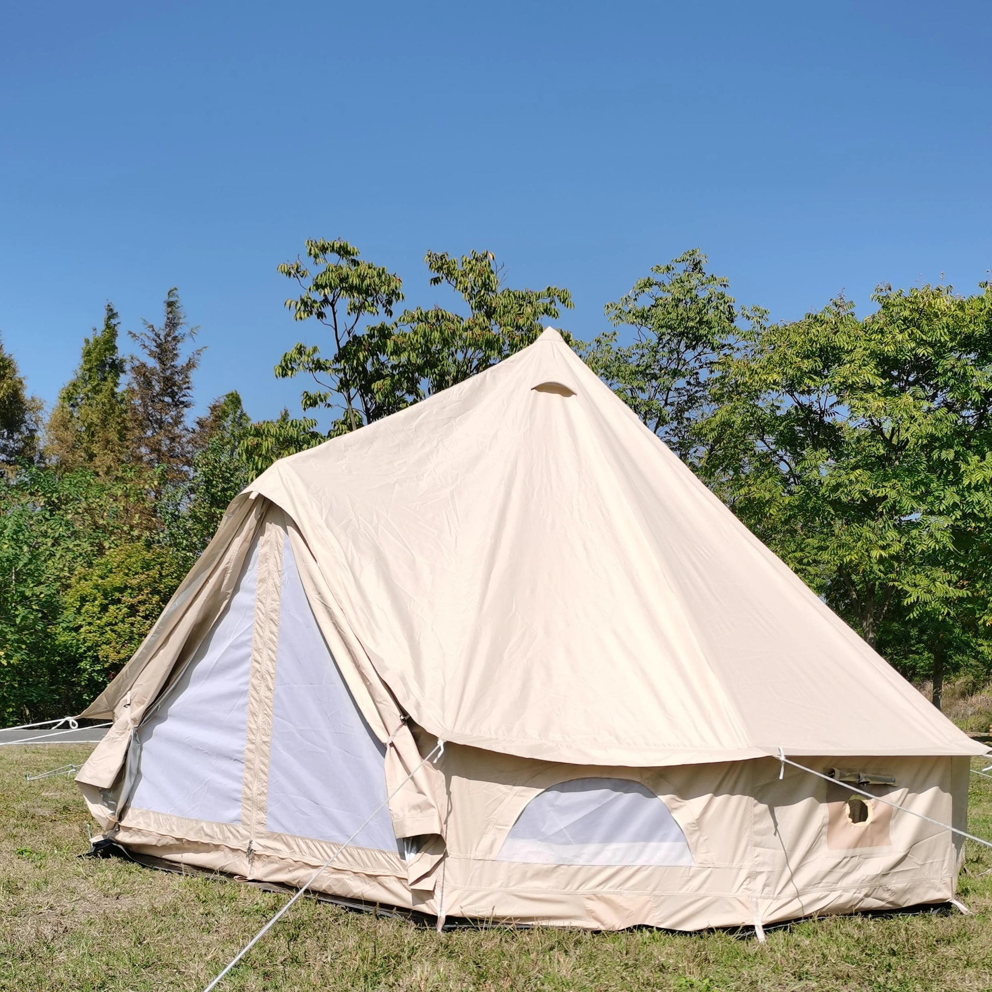 4m Yurt Camping Tent 4-6 Person 4 Season Waterproof Cotton Canvas with Galvanized Steel Frame view 2