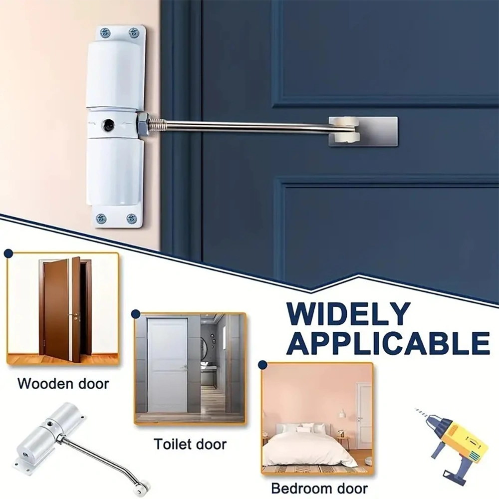 Heavy Duty Door Closer for High Usage Environments Adjustable Closing Speed Universal Fit Black view 2