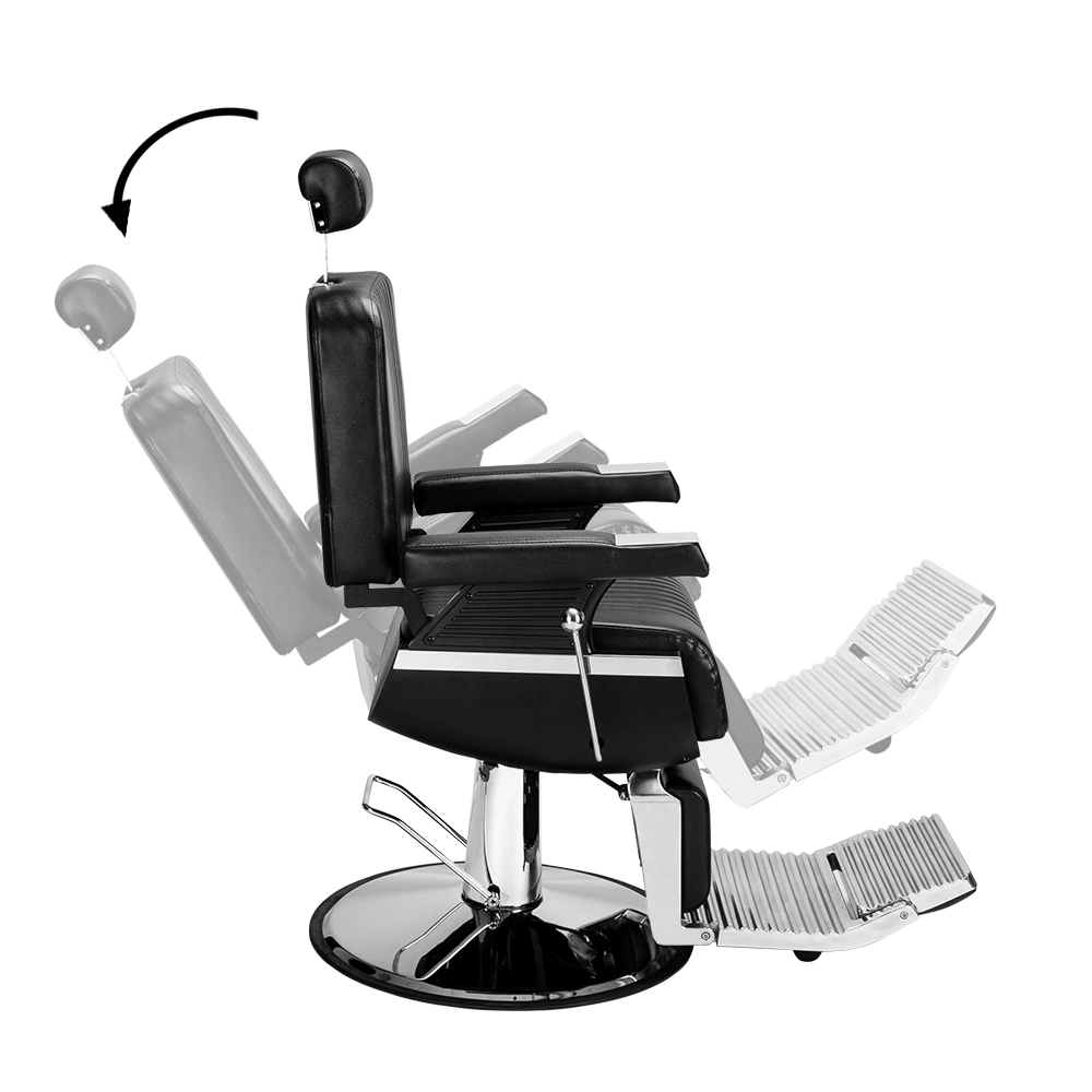 Professional Men's Hairdressing Reclining Chair, High-End Salon Styling Chair, Black view 2