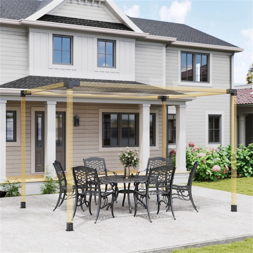 Pergola Bracket 3-Way Corner Post Base Kit Black Metal Gazebo Frame Connector for 3.6 Inch Posts 4 Pack Outdoor Patio Treethouse Canopy Support