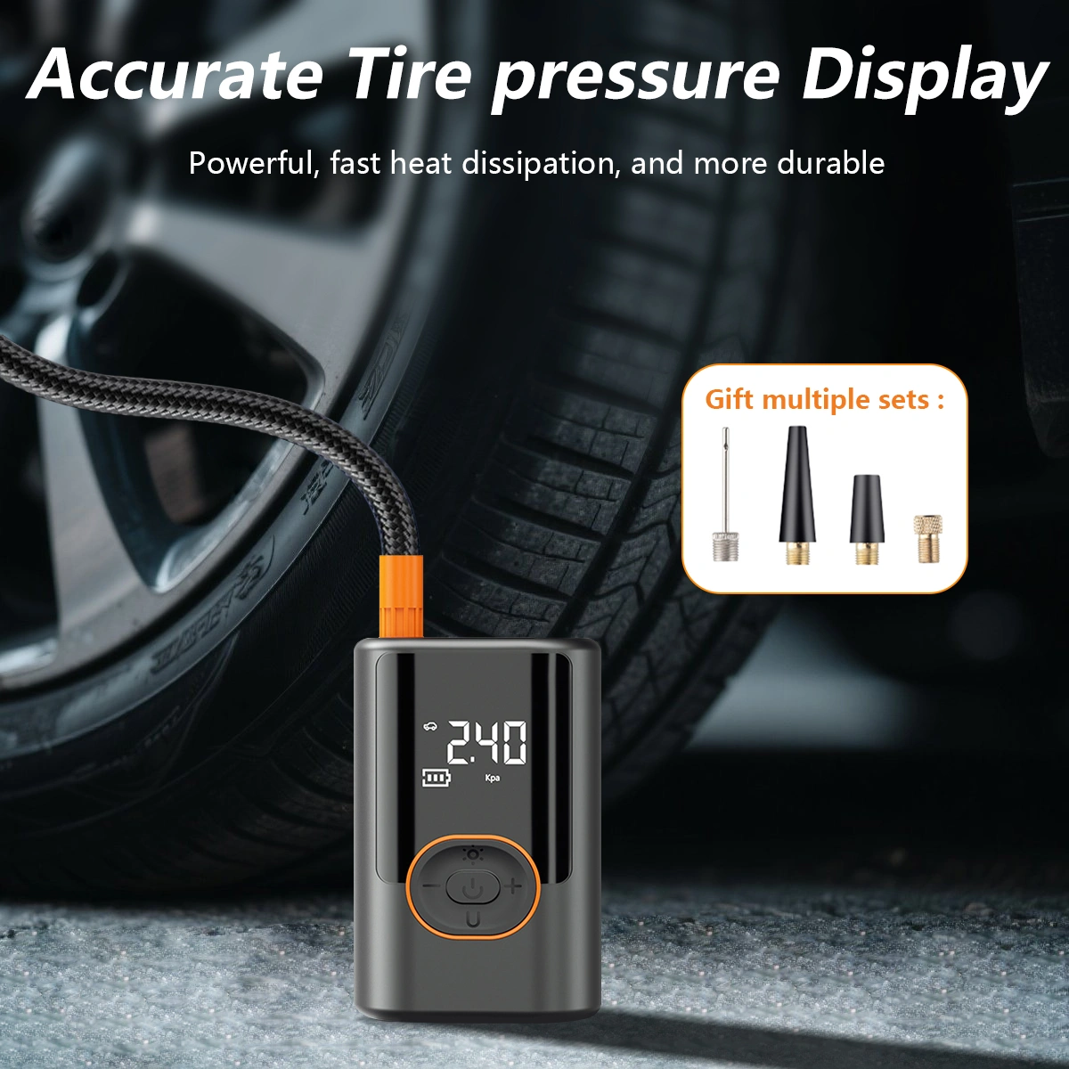 Portable Wireless Car Air Pump, Large Touch Screen Tire Inflator for Car Motorcycle Bicycle Ball - Compact Air Compressor view 5