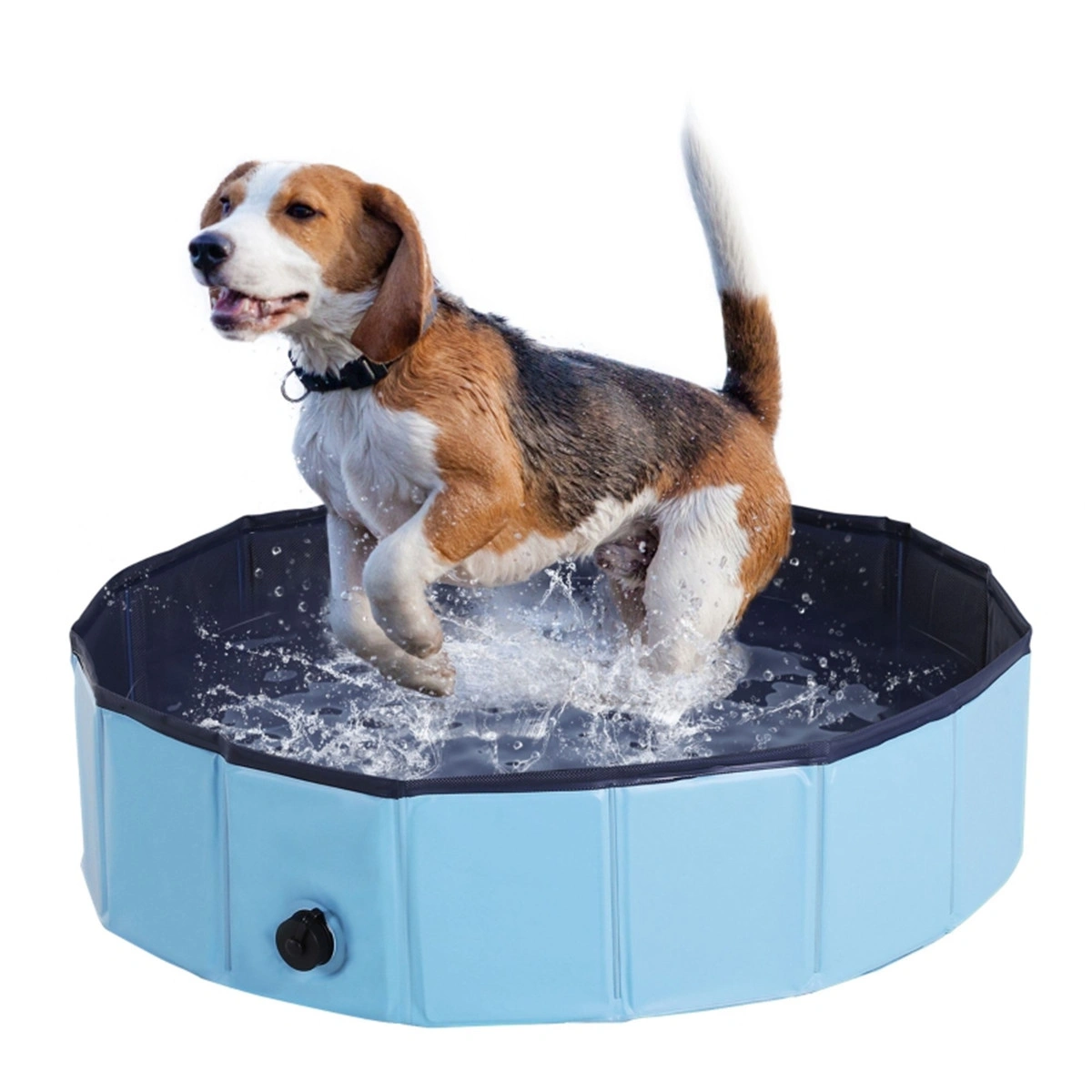Foldable Dog Pool, Large Inflatable Pet Bathing Tub, Portable Outdoor Puppy Swimming Pool with Drain Plug, Compact Travel Design for Indoor & Outdoor Use view 3