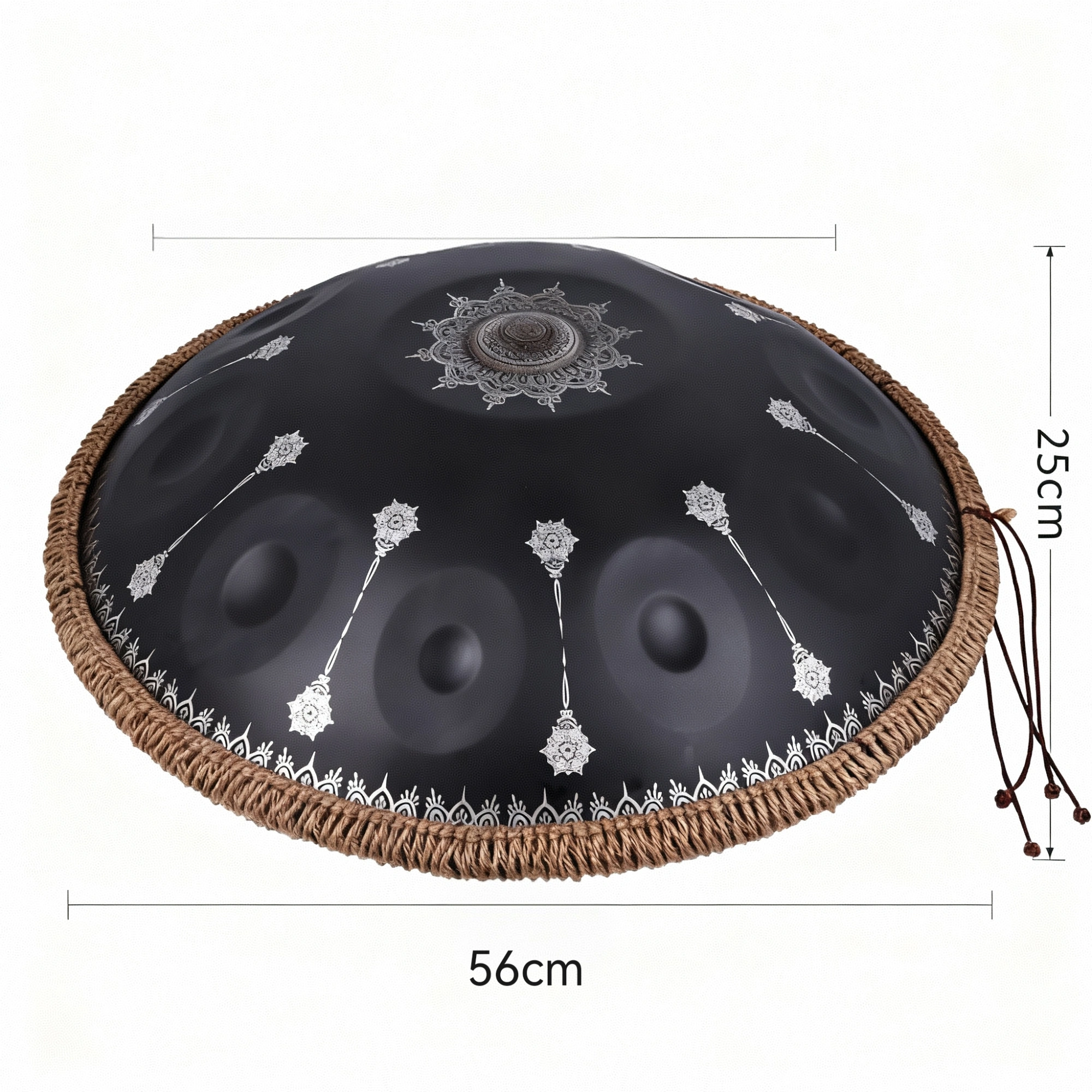 10 Notes Handpan Drum with Mandala Pattern, Black Steel Percussion Instrument for Home Decor and Music view 5