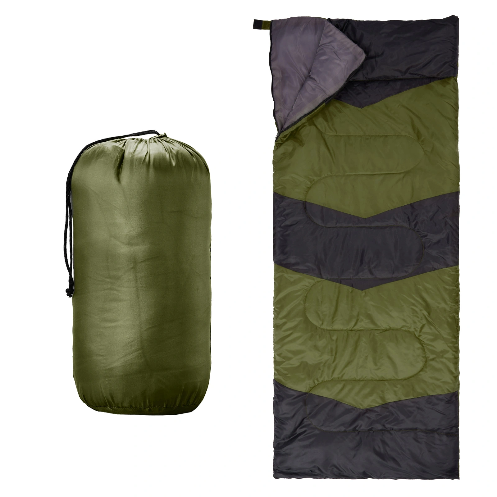 Lightweight Envelope Sleeping Bag Waterproof, Compact Backpacking Hiking Bag for Cold & Warm Weather, Green