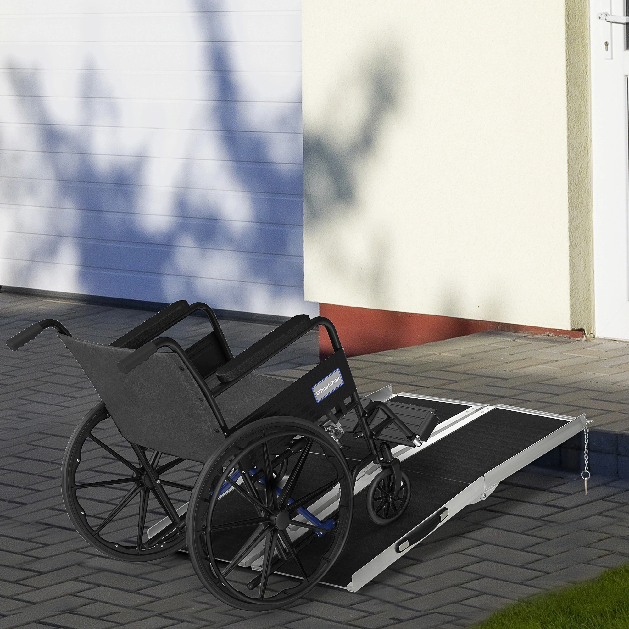 Portable Wheelchair Ramp for Cars & Vans, Heavy Duty Aluminum Folding Ramp, 60"L x 24"W, 600LB Capacity, Anti-Skid Texture, Easy Fold Design