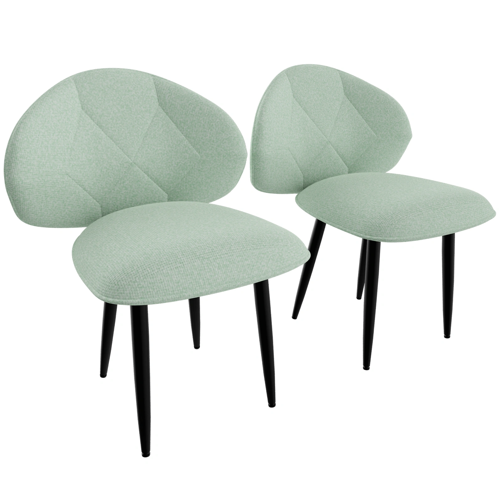 2er Set Gepolsterte Esszimmerstühle Modern Bequeme Verbreiterte Rückenlehne Küchenstühle Metallfüße