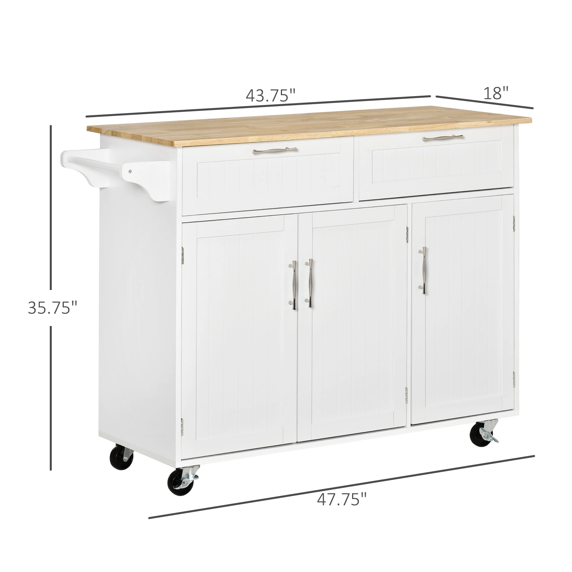Kitchen Storage Cabinet with Doors Shelves, Solid Wood Cupboard, Multi-Function Organizer, Home Utility view 2