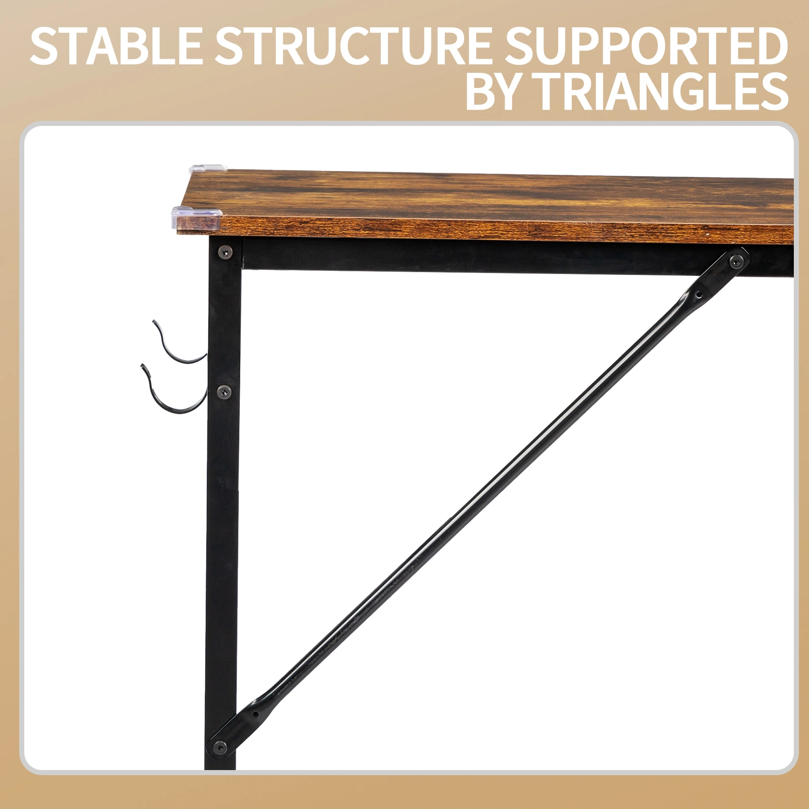 Rotten wood color SG016FD P2 particleboard + iron pipe 120cm cut-off computer desk with non-woven fabric storage view 7