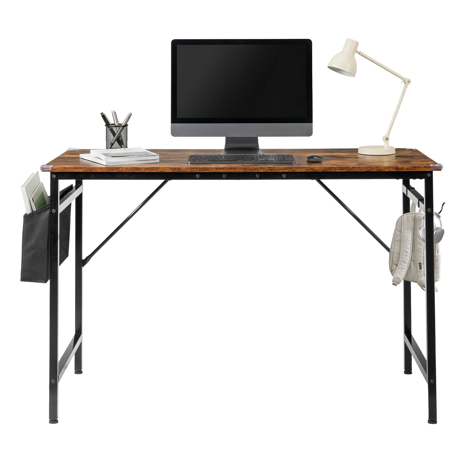 Rotten wood color SG016FD P2 particleboard + iron pipe 120cm cut-off computer desk with non-woven fabric storage view 9
