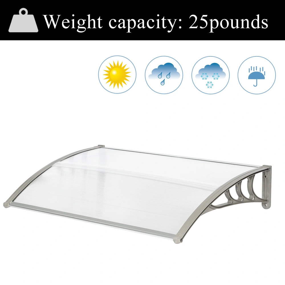 HT-120 x 80 Household Application Door & Window Rain Cover Eaves Canopy White & Gray Bracket view 12