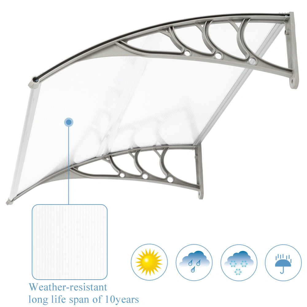 HT-120 x 80 Household Application Door & Window Rain Cover Eaves Canopy White & Gray Bracket view 14