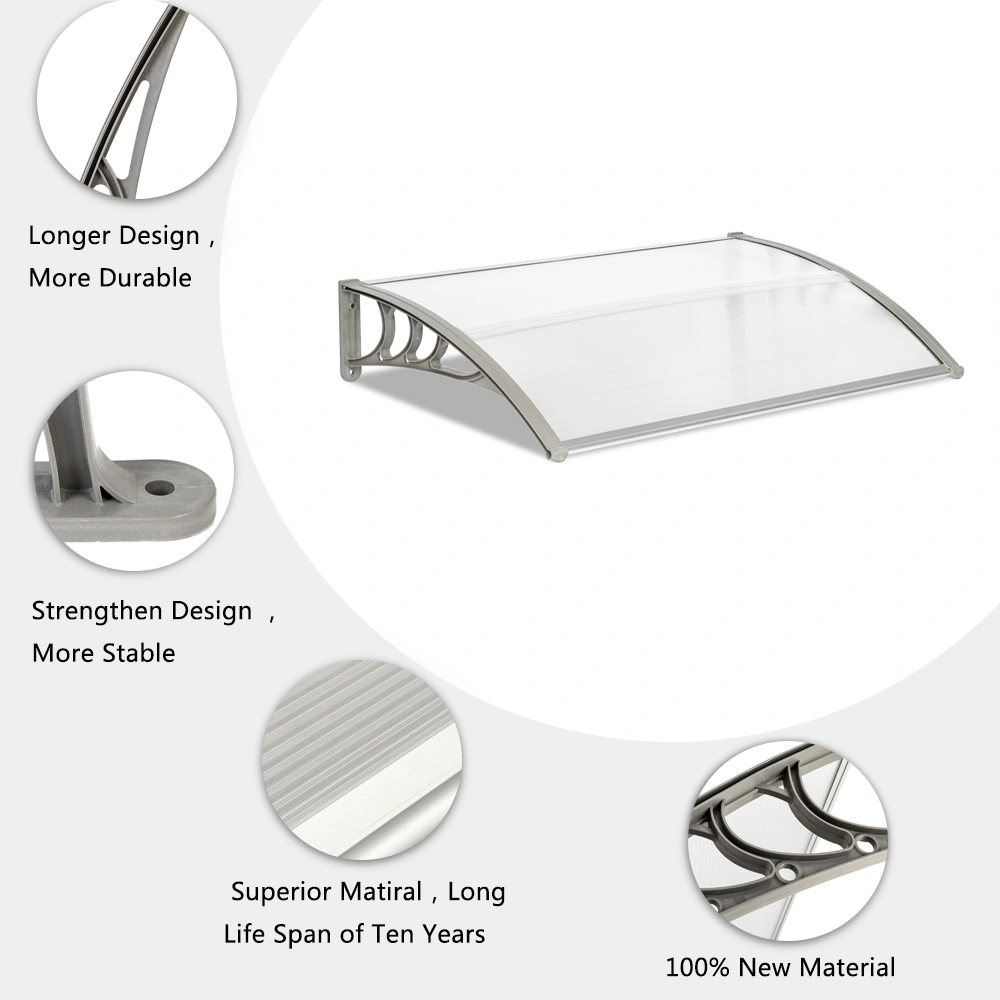 HT-120 x 80 Household Application Door & Window Rain Cover Eaves Canopy White & Gray Bracket view 15