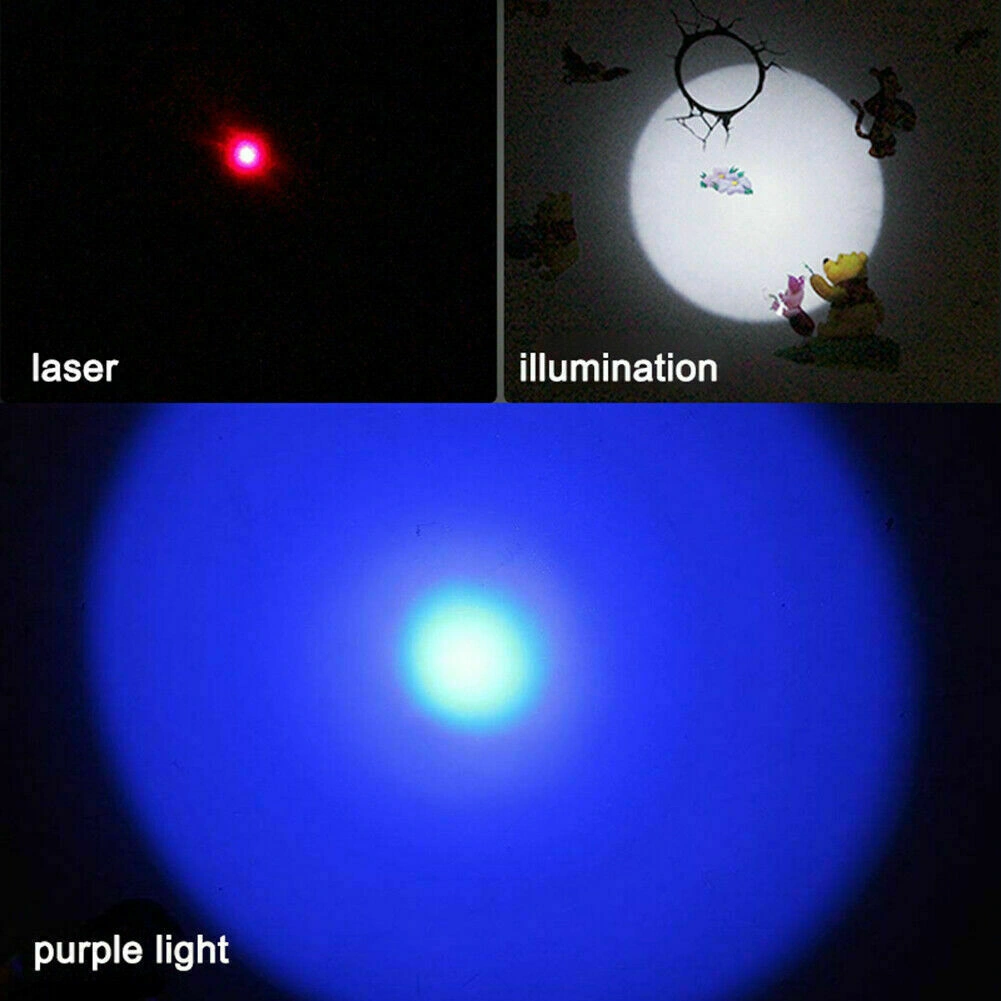 2PCS 3 in1 1mw USB Rechargeable Pet Toy Pen Flashlight Red laser Beam UV Light 3-Modes Lamp view 11