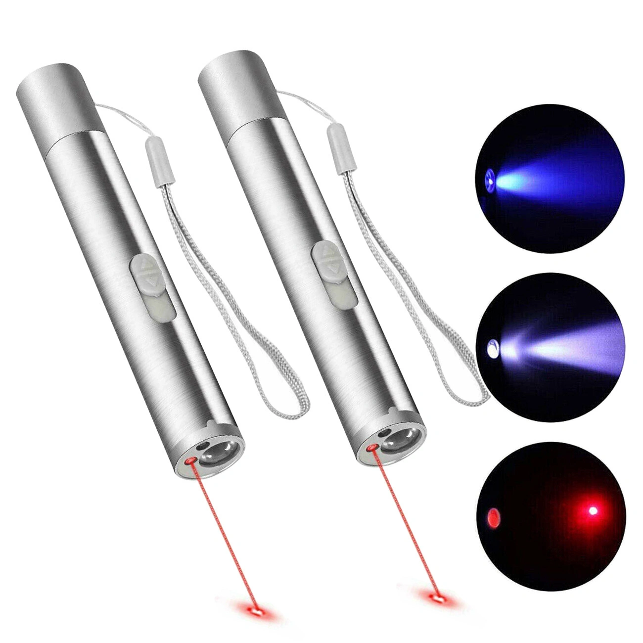 2PCS 3 in1 1mw USB Rechargeable Pet Toy Pen Flashlight Red laser Beam UV Light 3-Modes Lamp view 16