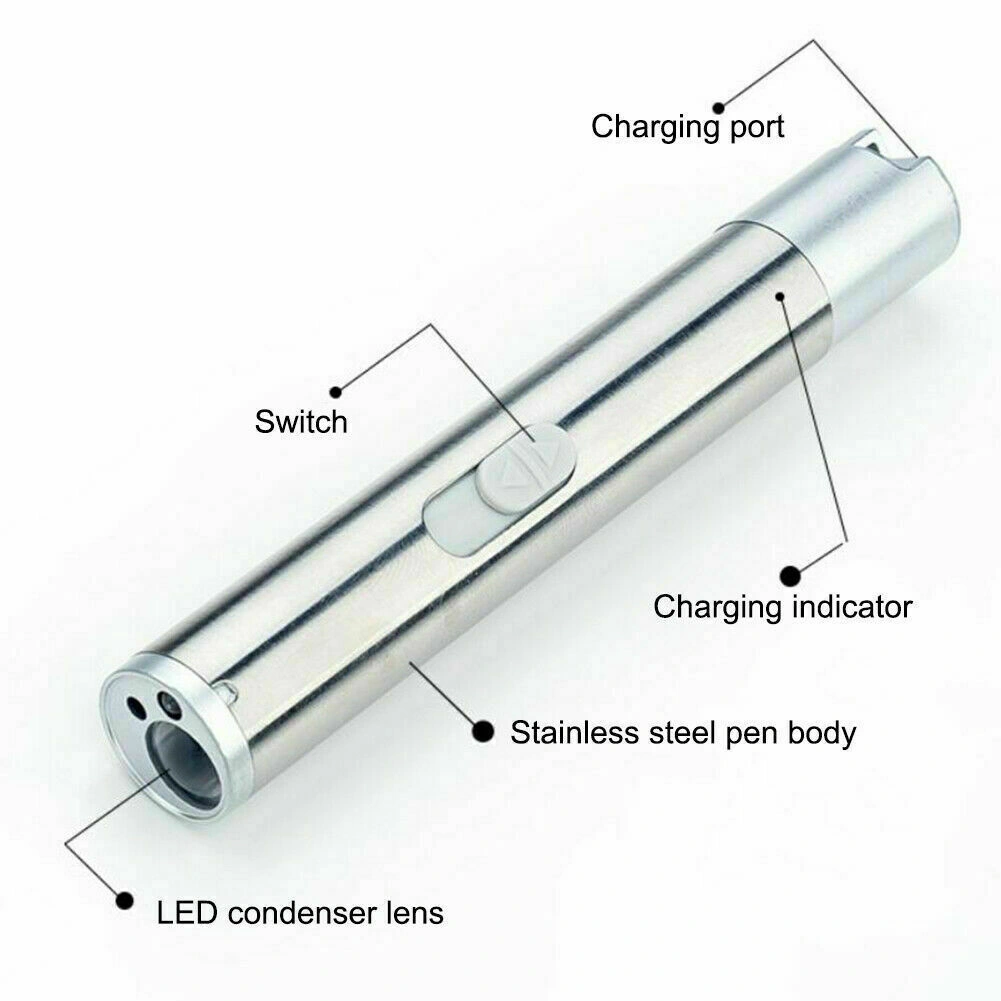 2PCS 3 in1 1mw USB Rechargeable Pet Toy Pen Flashlight Red laser Beam UV Light 3-Modes Lamp view 4