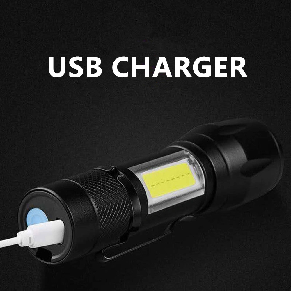 2 Pack USB Rechargeable LED Flashlights, Small Compact Camping & Work Torch Lights view 4