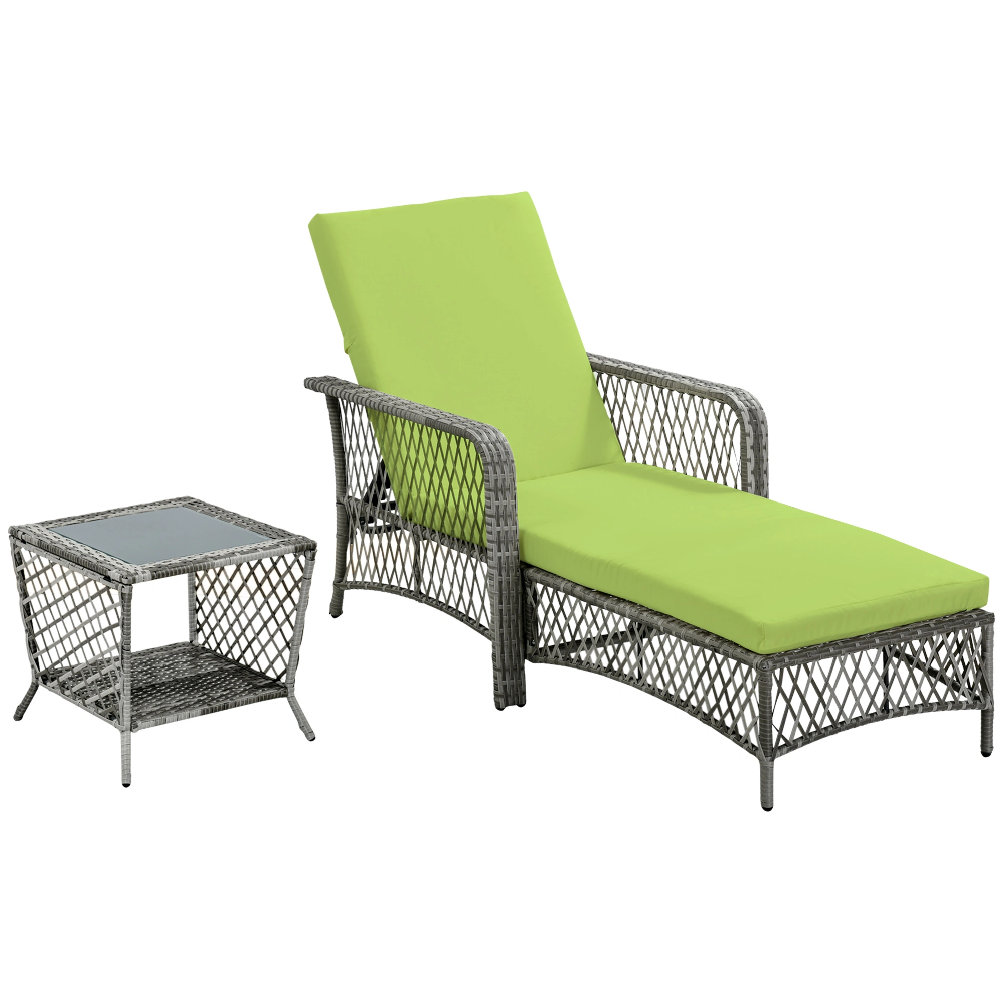 Folding Rocking Lounge Chair Outdoor Indoor Recliner Chair with Cushion Pad Adjustable Backrest Portable Foldable Frame