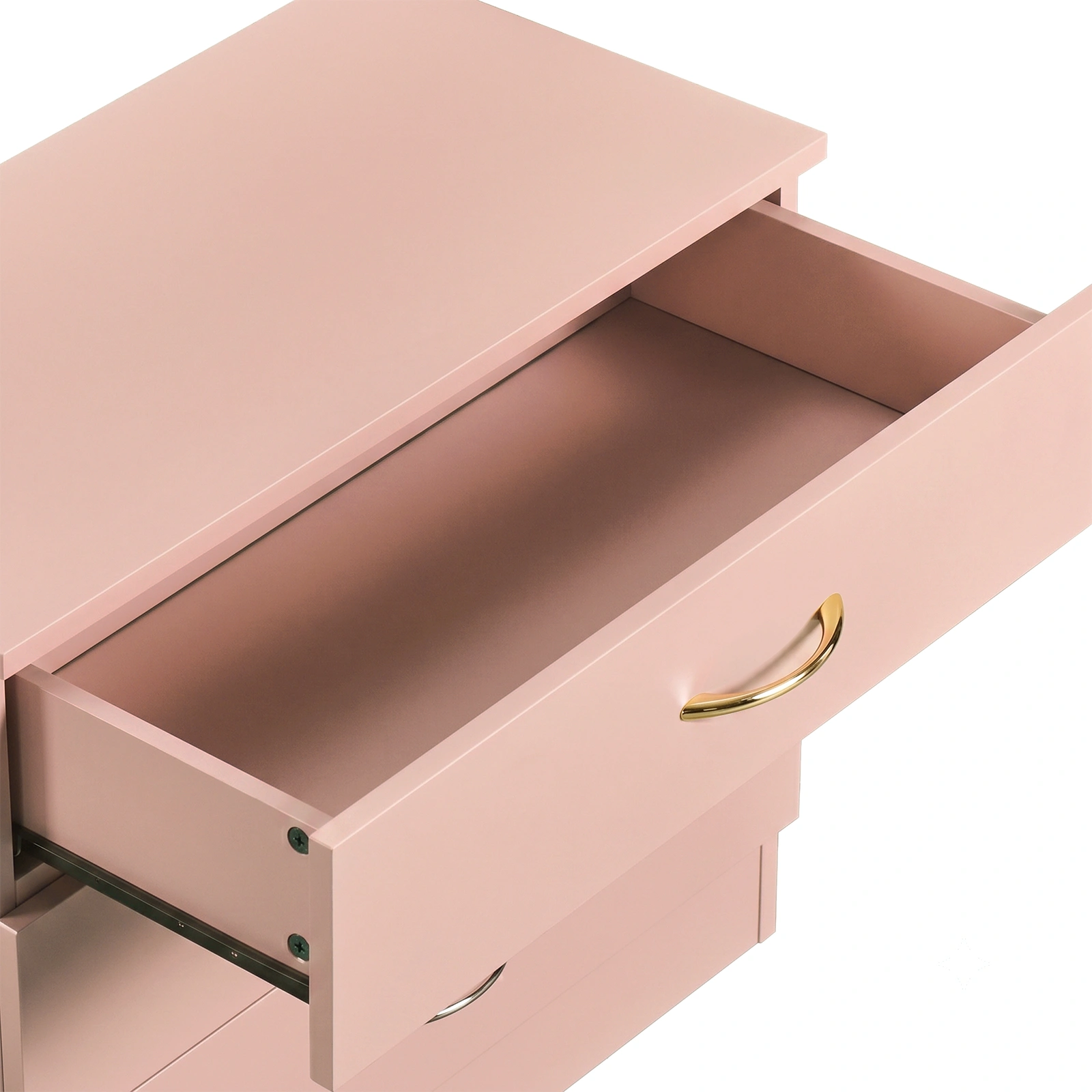 3-Drawer Dresser Chest 25.98 x 12.99 x 22.05 Inch Pink with Faux Rose Gold Handles view 8